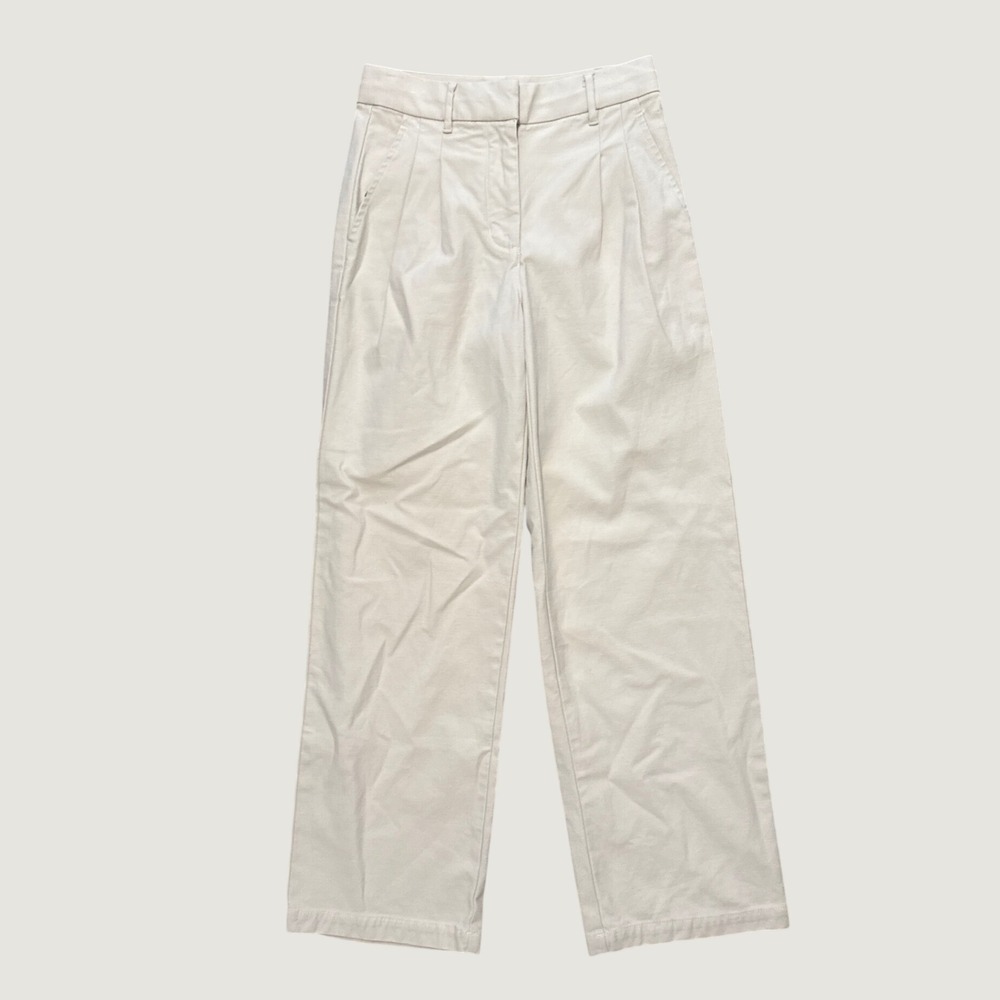 Wilfred Free Aritzia Women Beige Pleated High Waisted Wide Leg Trousers Size 0